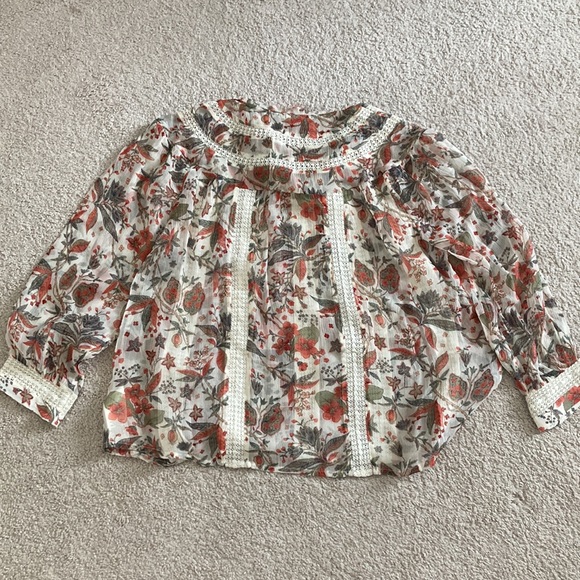 LADIES * Anthropologie Floral Blouse - Picture 3 of 4